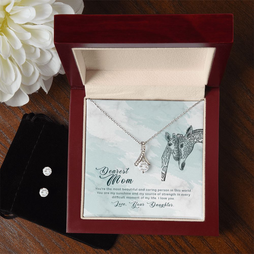 To my mom- you_re the most beautiful To My Mother -  Alluring Beauty Necklace and Cubic Zirconia Earring Set - Best Mother's Day Gift in 2023