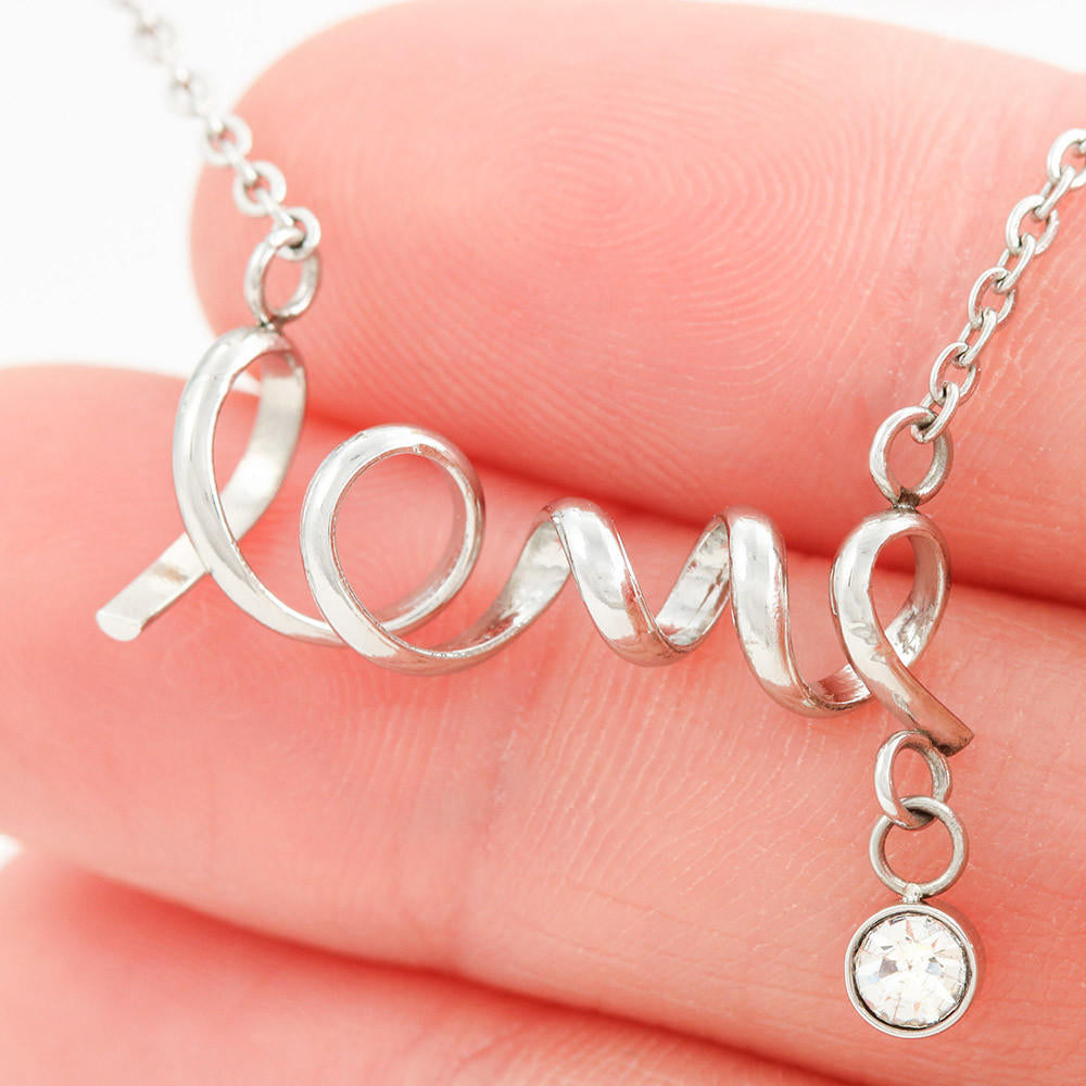 The Gorgeous Scripted LOVE Necklace With Husband To Wife "Heart To Heart" Message Card