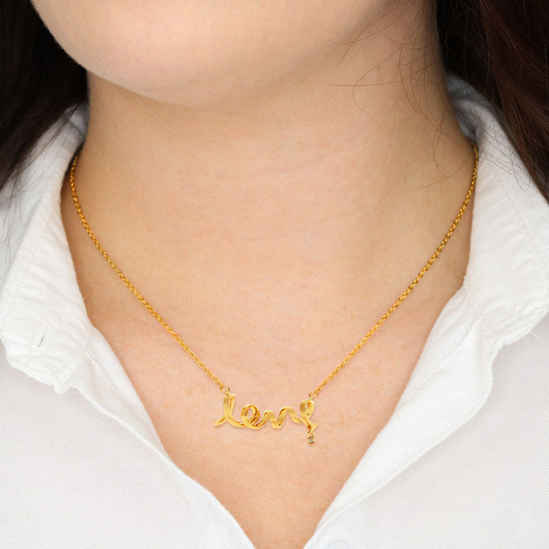 The Gorgeous Scripted LOVE Necklace With Husband To Wife "Heart To Heart" Message Card
