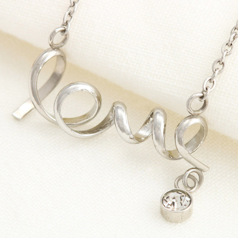 Beautiful Stone Love Scripted Necklace Mothers Day Gift With Mother&