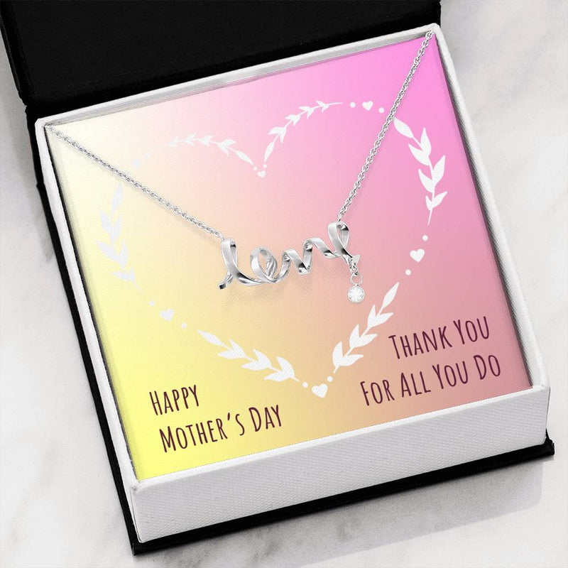 Beautiful Stone Love Scripted Necklace Mothers Day Gift With Happy Mother&