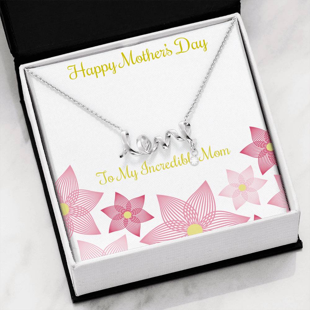 Beautiful Stone Love Scripted Necklace Mothers Day Gifts For Mom