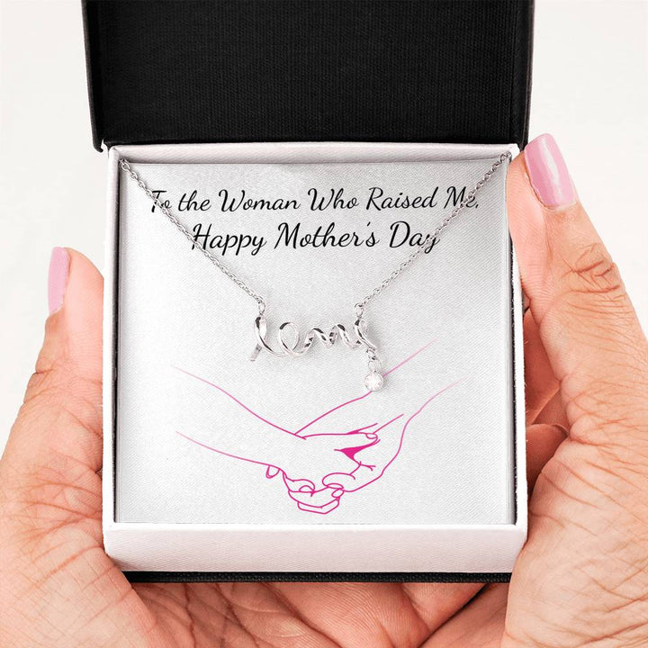 Beautiful Stone Love Scripted Necklace With Mothers Day Wish Card- Gifts For Mom