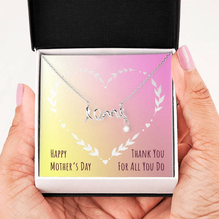 Beautiful Stone Love Scripted Necklace Mothers Day Gift With Happy Mother's Day Wish Card