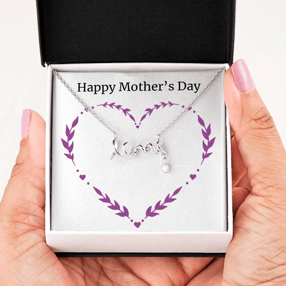 Beautiful Stone Love Scripted Necklace With Happy Mothers Day Wish Card Mothers Day Gifts For Mom