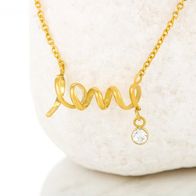 Beautiful Stone Love Scripted Necklace Mothers Day Gift With Happy Mother's Day Wish Card