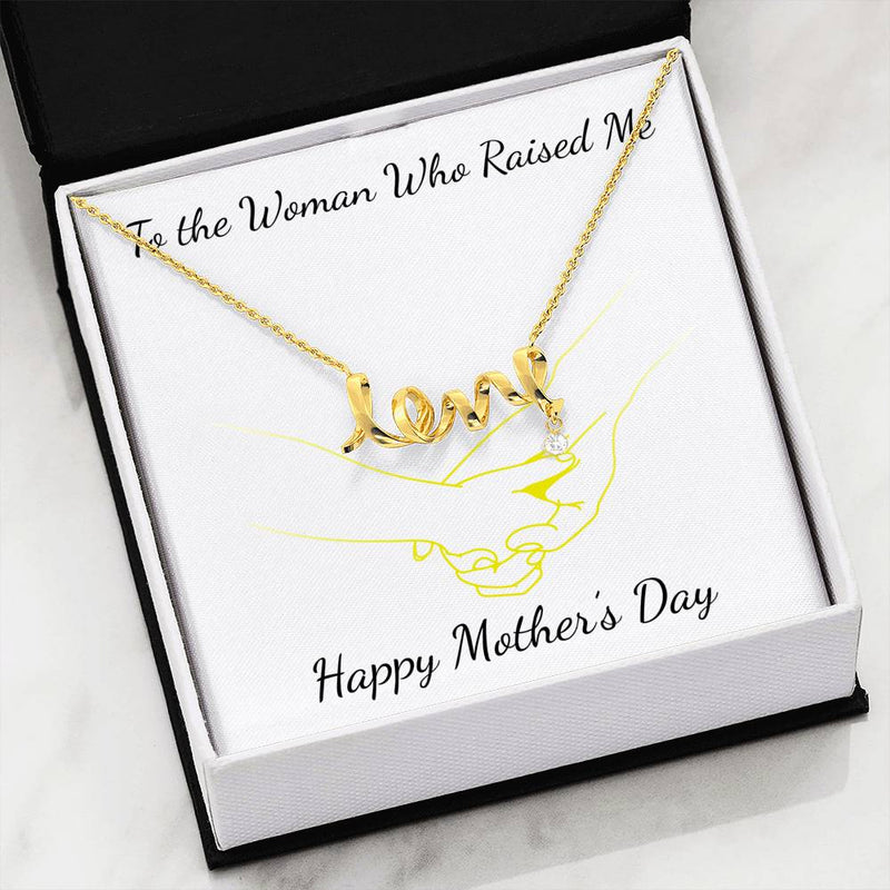 Beautiful Stone Love Scripted Necklace Mothers Day Gift With Mother&
