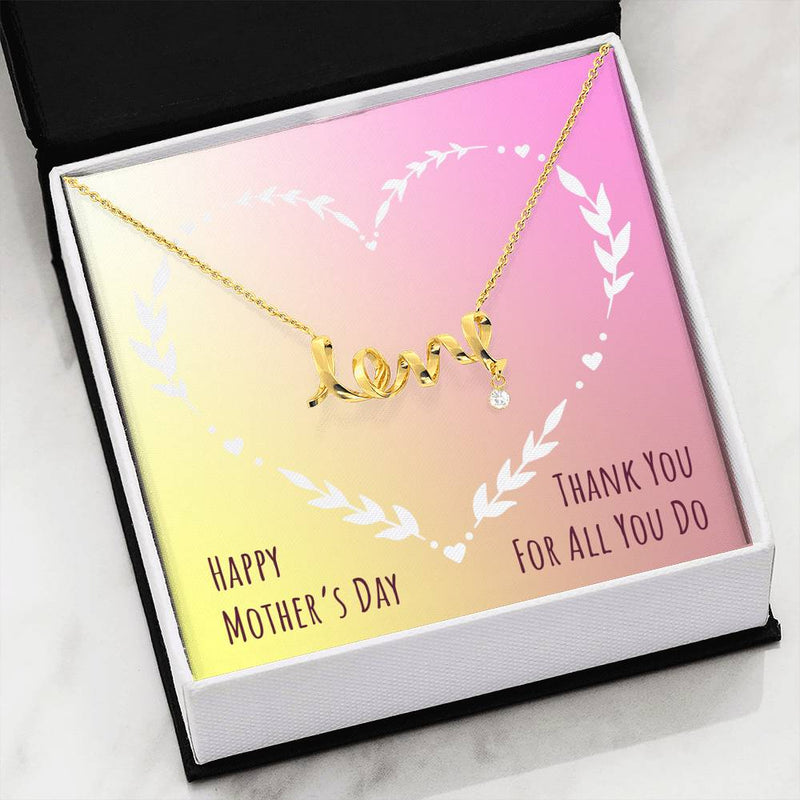 Beautiful Stone Love Scripted Necklace Mothers Day Gift With Happy Mother&