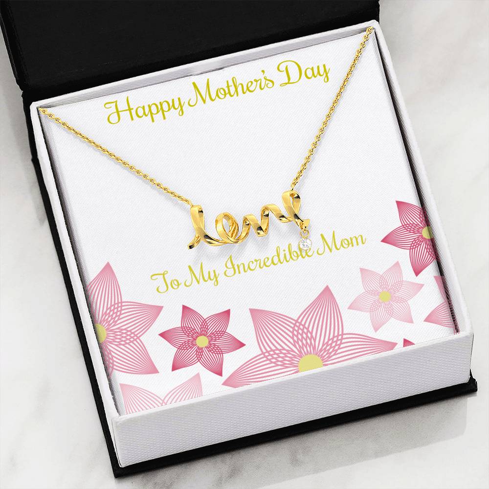 Beautiful Stone Love Scripted Necklace Mothers Day Gifts For Mom