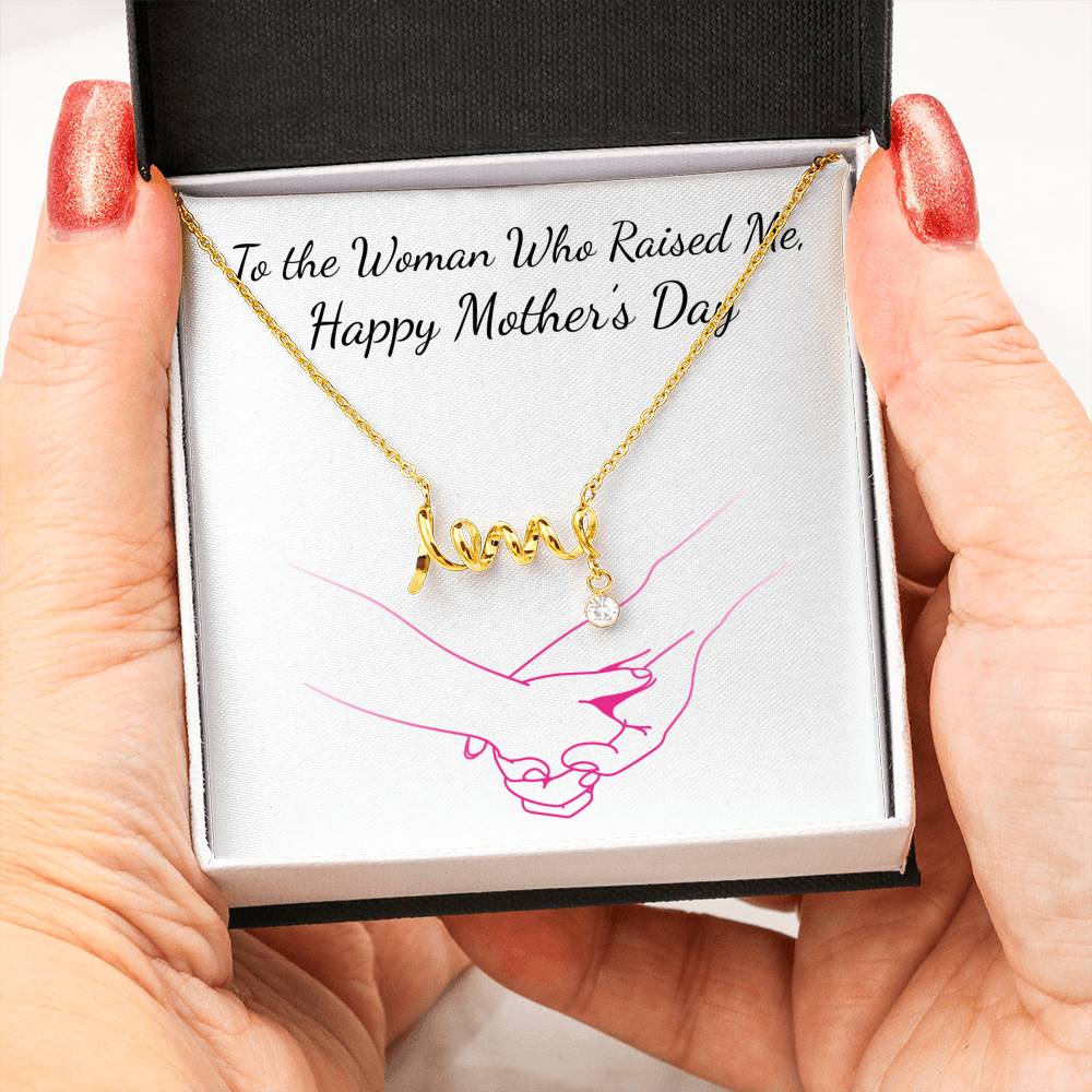 Beautiful Stone Love Scripted Necklace With Mothers Day Wish Card- Gifts For Mom