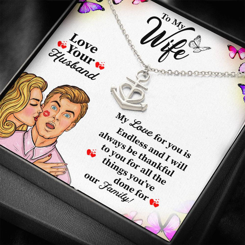 Anniversary Gifts For Wife Heart Anchor Necklace For Wife