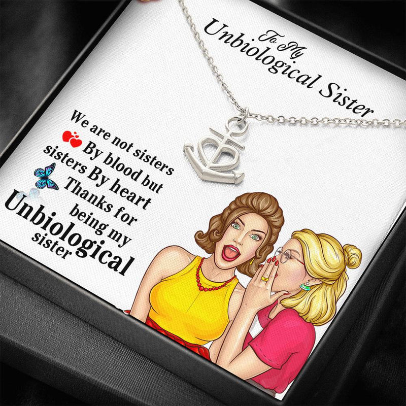 Unbiological Sister Gifts Heart Anchor Necklace- Unbiological Sister Necklace