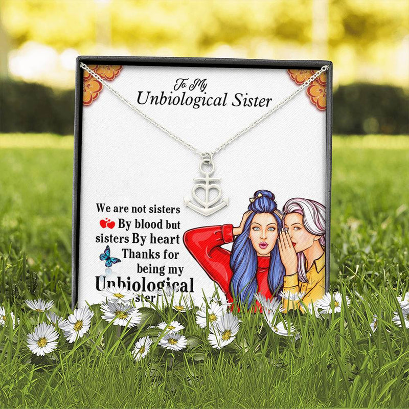 Unbiological Sister Gifts Anchor Heart Unbiological Sister Necklace