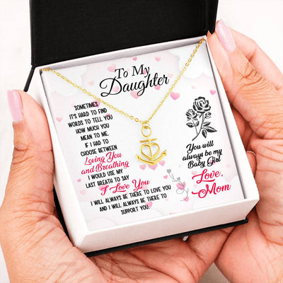Anchor Heart Necklace With Mom To Daughter Beautiful "I Love You" Message Card