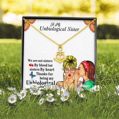 Unbiological Sister Gifts Heart Anchor Unbiological Sister Necklace