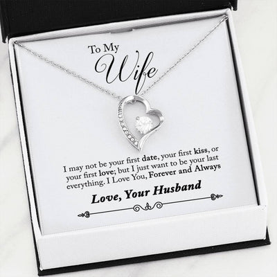 Beautiful Cubic Zirconia LOVE Necklace With Husband To Wife Romantic "Forever and Always" Message Card