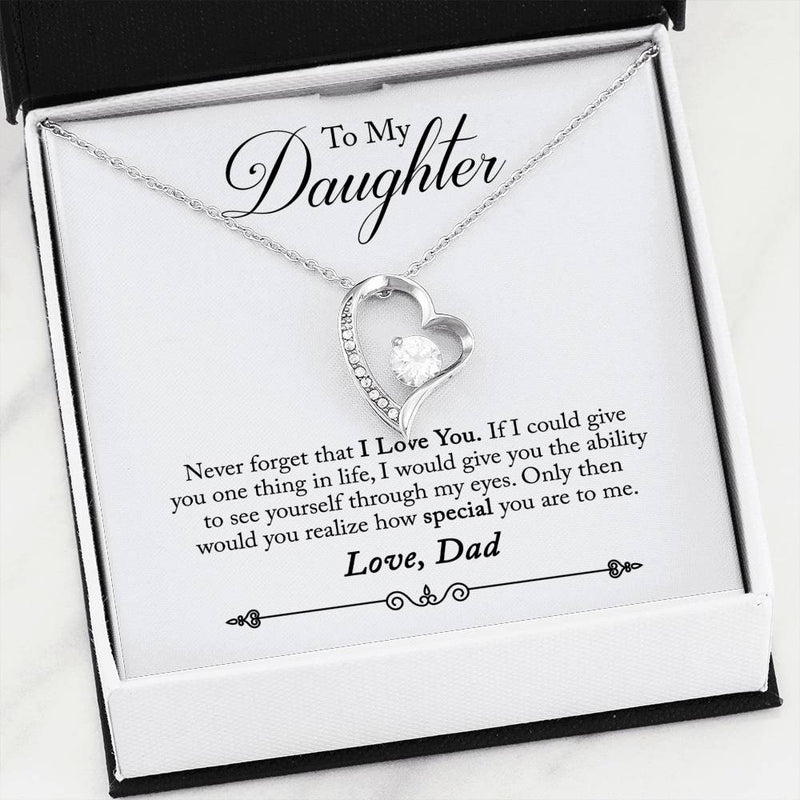 Beautiful Cubic Zirconia Heart Shape Necklace With Dad To Daughter Never Forget That How Much I Love You Message Card