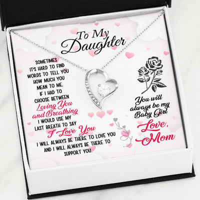 Beautiful Heart Necklace With Beautiful Mom To Daughter Message Card