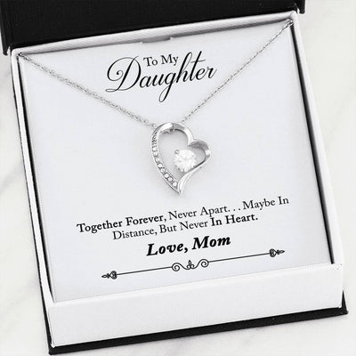 Beautiful Cubic Zirconia Heart LOVE Necklace With Mom To Daughter Together Forever Message Card
