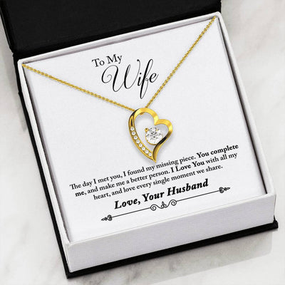 Beautiful LOVE Forever Hear Necklace With Husband to Wife "Complete Me" Message Card