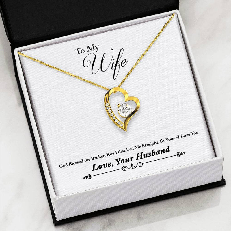 Gifts For Wife Cubic Zirconia LOVE Necklace With "Led Me Straight To You" Message Card