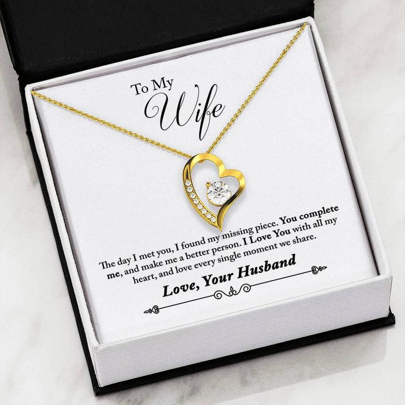 Gifts For Wife Hear Necklace With "Complete Me" Message Card
