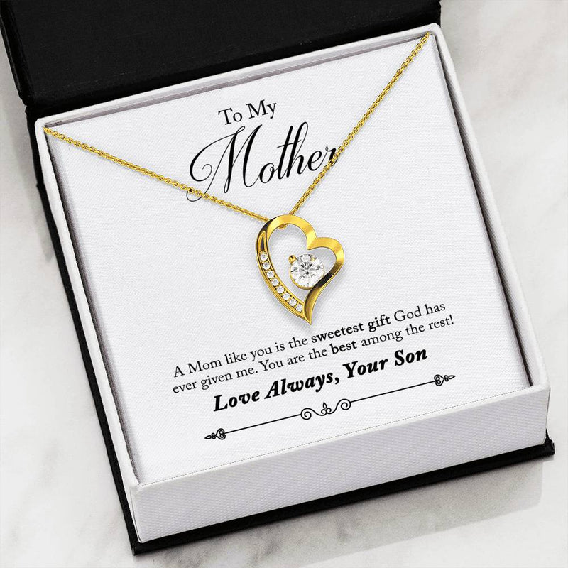 Heart Necklace With Message Card Son To Mom- Best Gift For Mom