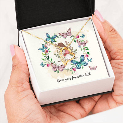 Love Forever Heart Necklace For Mom- A Gift For Mom With A Message Card Says "Happy Mother's Day"