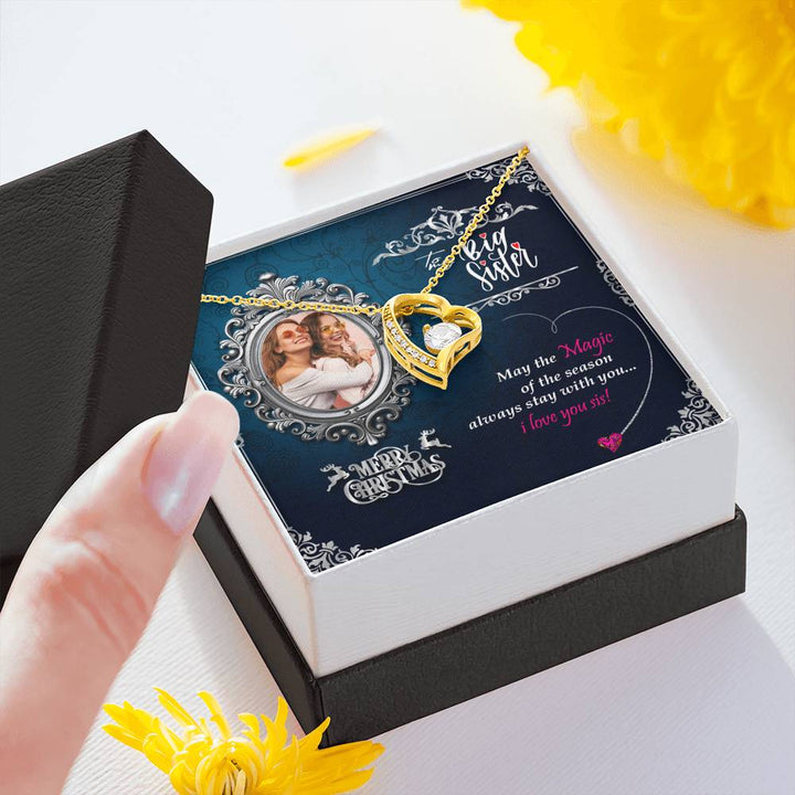 Christmas Gifts For Sister AAA+ CZ Stone Infinity Heart Necklace With Custom Photo Message Card For Big Sister