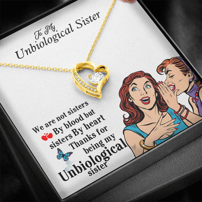 Unbiological Sister Gifts CZ Heart Necklace- Unbiological Sister Necklace