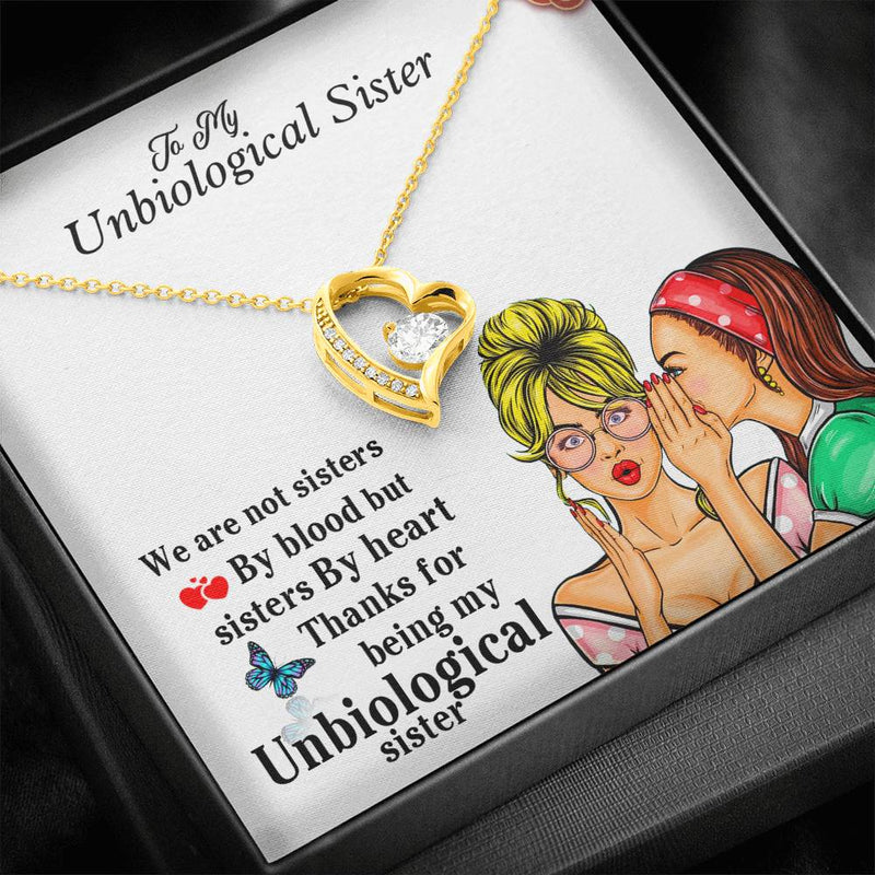 Unbiological Sister Gifts Cubic Zirconia Heart Necklace- Unbiological Sister Necklace