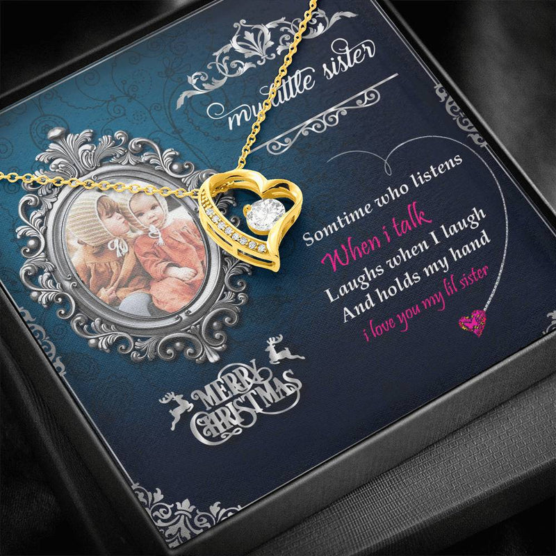 Gift For Little Sister CZ 18K Yellow Gold Heart Necklace Christmas Gift