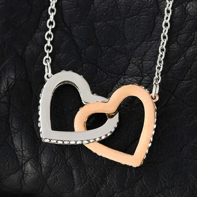 Interlocking Heart Necklace With Adorable "I Love You" Son To Mom Message Card