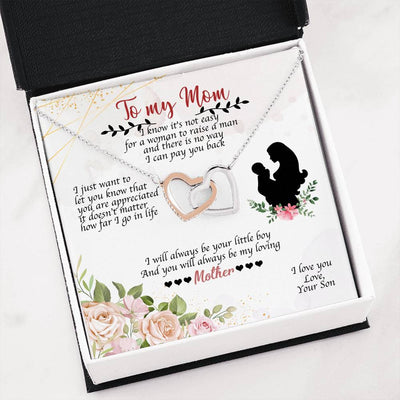 Heart Necklace With Son To Mom Adorable Message Card