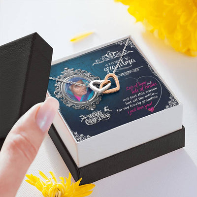 Marry Christmas Gift For Grandma Inter Locking Heart Necklace With Christmas Wish Message Card Present For Grandma
