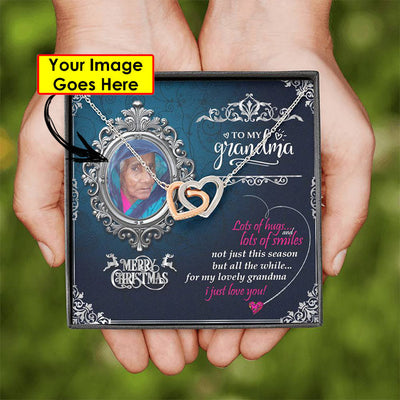 Marry Christmas Gift For Grandma Inter Locking Heart Necklace With Christmas Wish Message Card Present For Grandma
