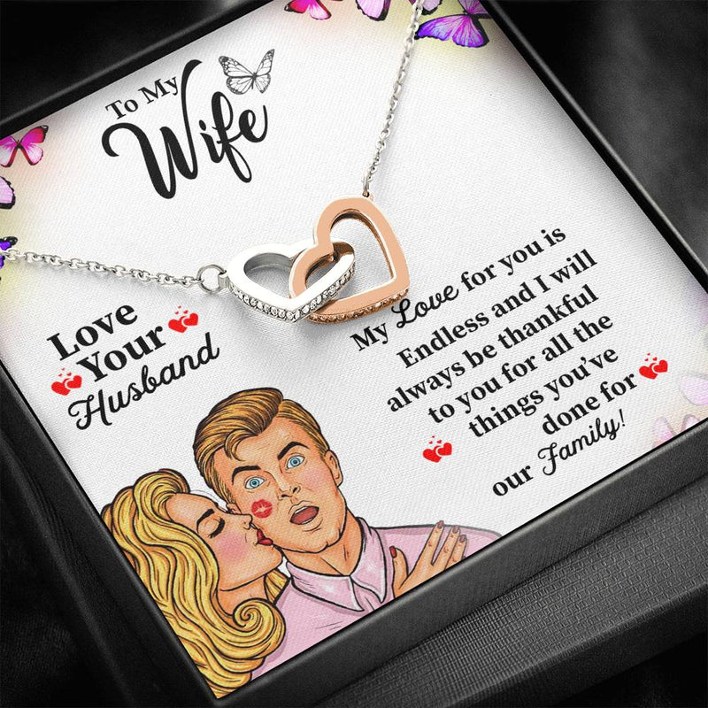 Anniversary Gift For Wife Interlocking Heart Necklace For Wife