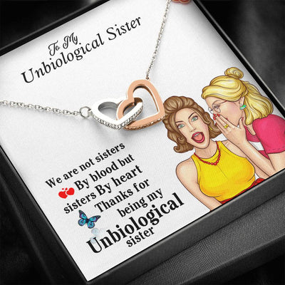 Unbiological Sister Gifts Interlocking Heart Necklace- Unbiological Sister Necklace