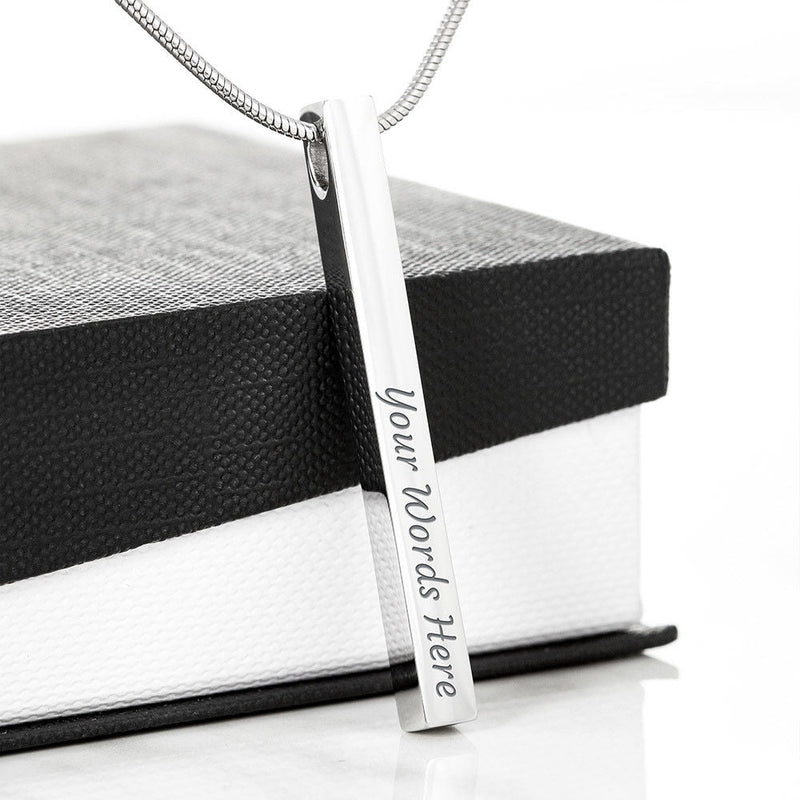 Gifts for Sisters Custom Name Engraving Vertical Bar Necklace With Custom Photo Christmas Message Card- Custom Name Necklace For Big Sister