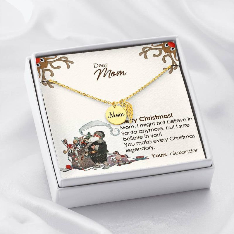Gift For Mom Remembrance Necklace With Christmas Wish Card, Christmas Gifts For Mom