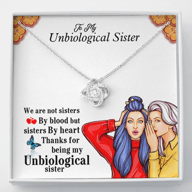 Unbiological Sister Gifts Love Knot Unbiological Sister Necklace With Brand New Necklace Box