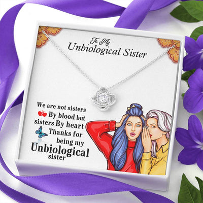 Unbiological Sister Gifts Love Knot Unbiological Sister Necklace With Brand New Necklace Box