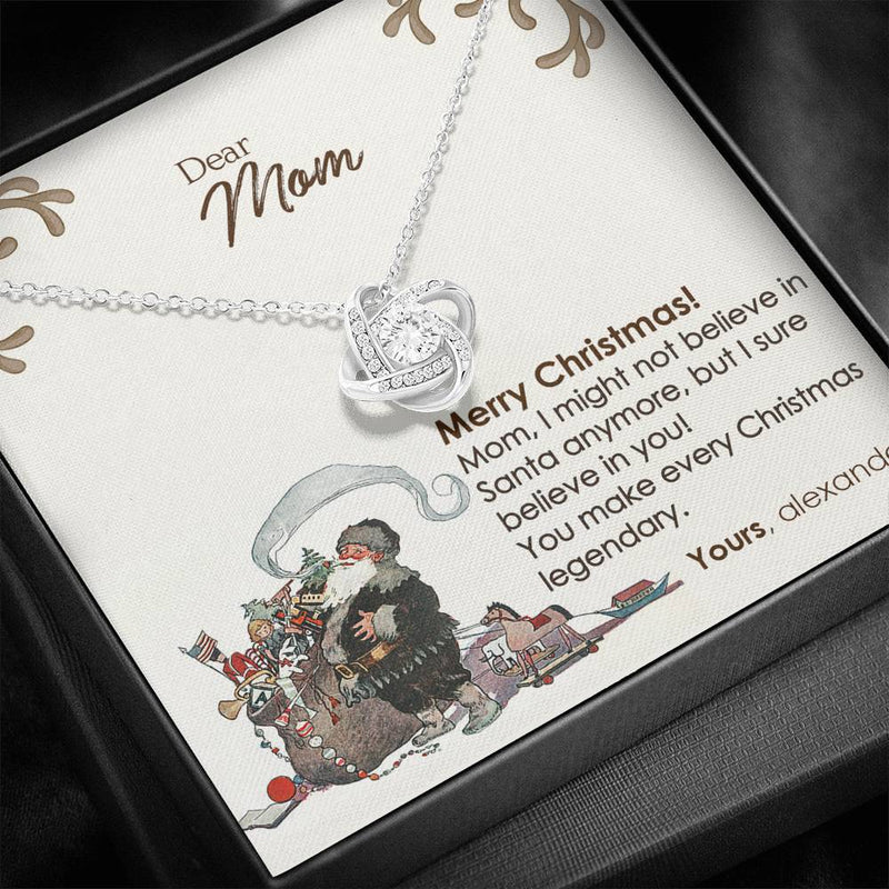 Christmas Gift For Mom Love Knot Necklace With Marry Christmas Wishes Message Card