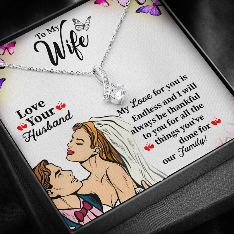 Gifts For Wife 14 K White Gold Plated Alluring CZ Necklace For Wife