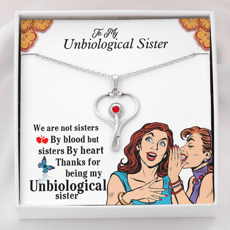 Gifts For Caregiver Stethoscope Necklace- Unbiological Sister Necklace