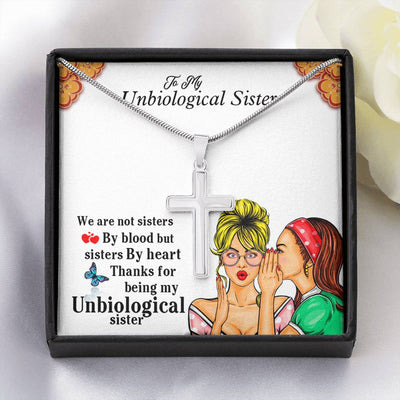 Unbiological Sister Gifts Cross Necklace- Unbiological Sister Necklace
