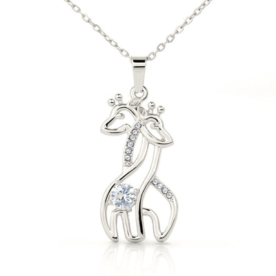 Graceful Love Giraffe Necklace With Christmas Wish Message Card For Mom
