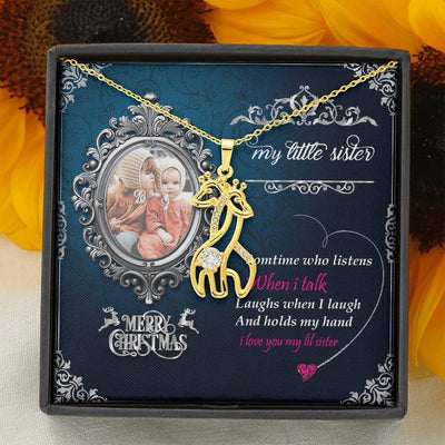 Christmas Gift For Little Sister Giraffes Necklace With Marry Christmas Wish Gift Card Gift For Sister
