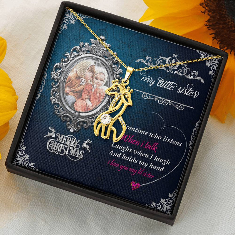 Christmas Gift For Little Sister Giraffes Necklace With Marry Christmas Wish Gift Card Gift For Sister