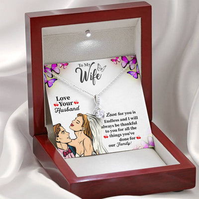 Gifts For Wife 14 K White Gold Plated Alluring CZ Necklace For Wife